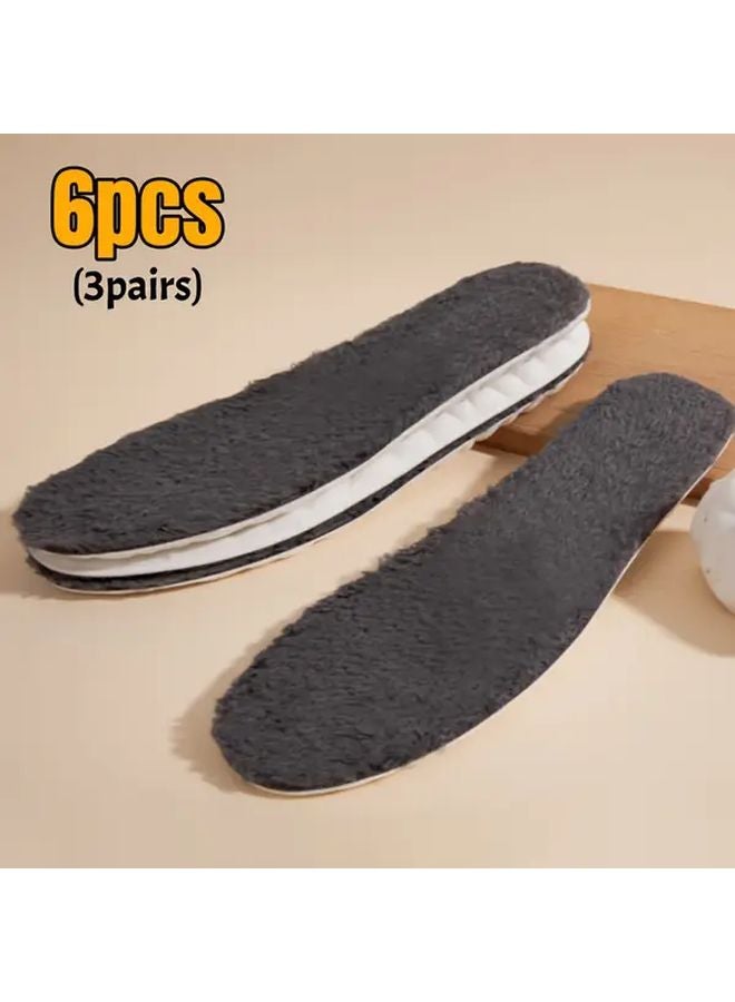 Thickened Warm Plush Shoe Insoles 6pcs For EU37 38 Snow Boots Hiking Running - Image 3